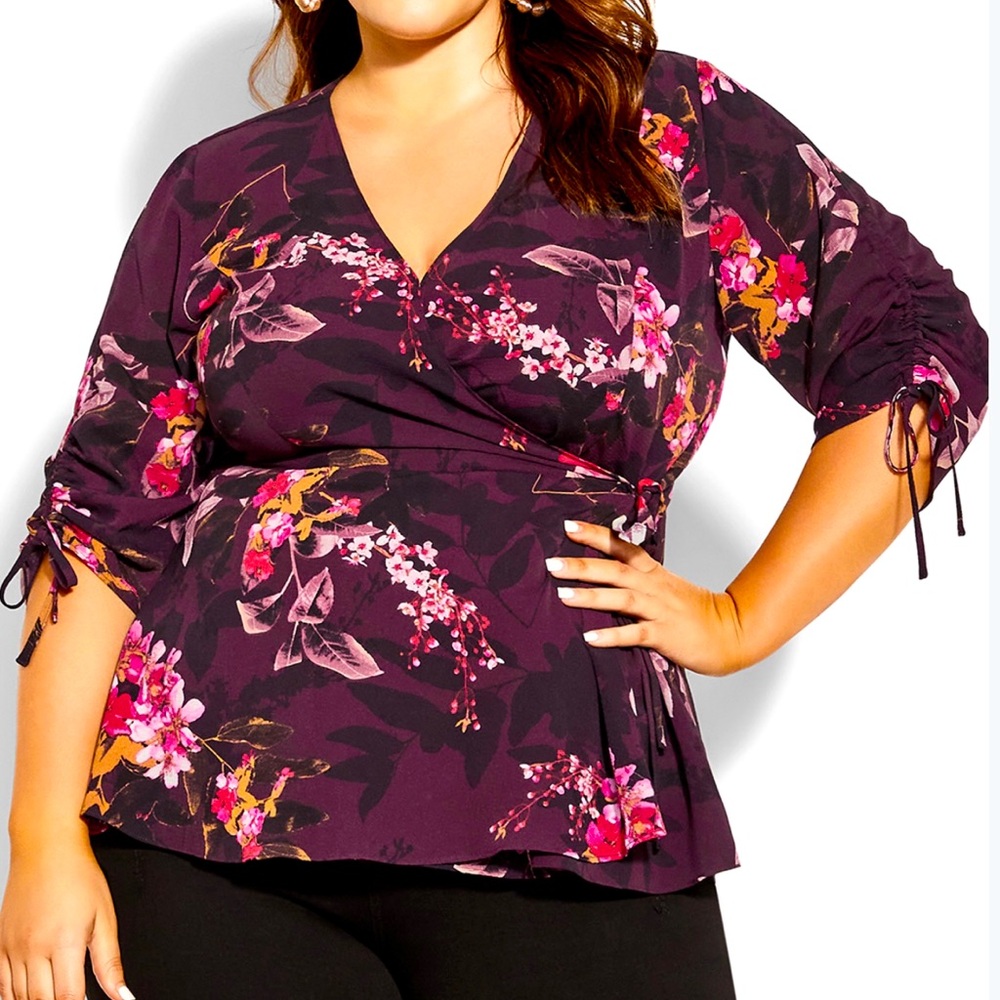 City Chic Marbella Burgundy Top NWT XXS/12